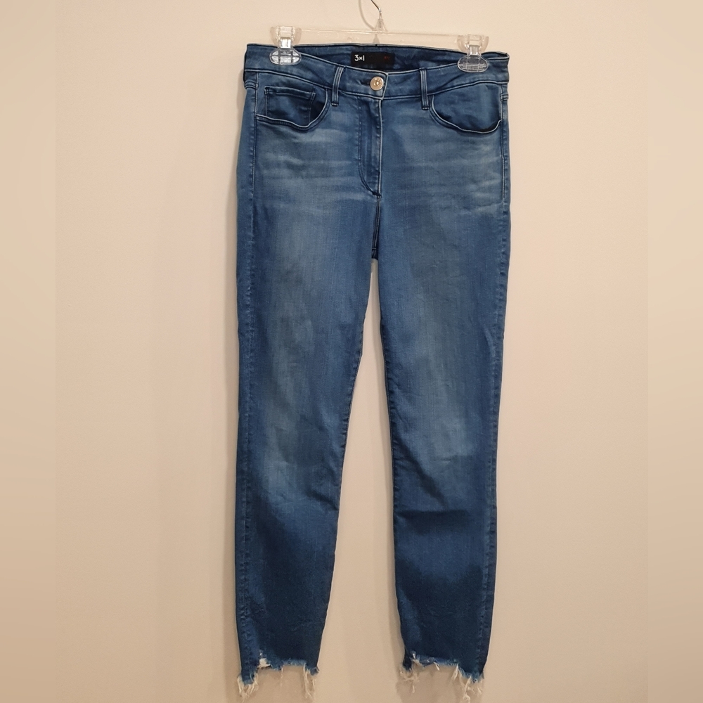 3x1 raw hem stretch skinny jeans, size 28